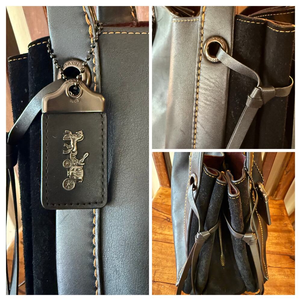 Coach 1941 Harmony Hobo Bag Black Glovetanned Leather & Suede - Picture 7 of 16